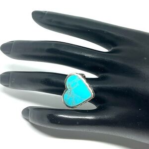 Vintage 925 Silver Turquoise Heart Ring